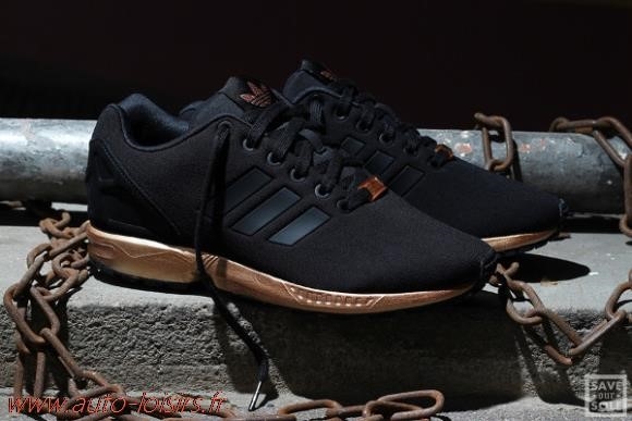 adidas zx flux noir et or rose