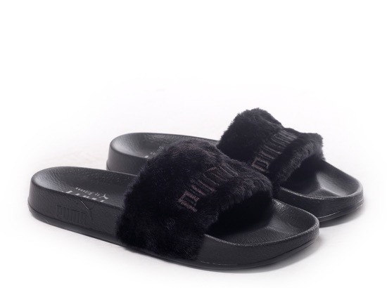 claquette puma fourrure noir